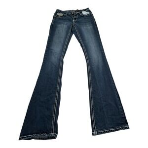 Love Indigo Premium Bootcut Jeans Women's Size 6 Dark Wash Embellished Pockets